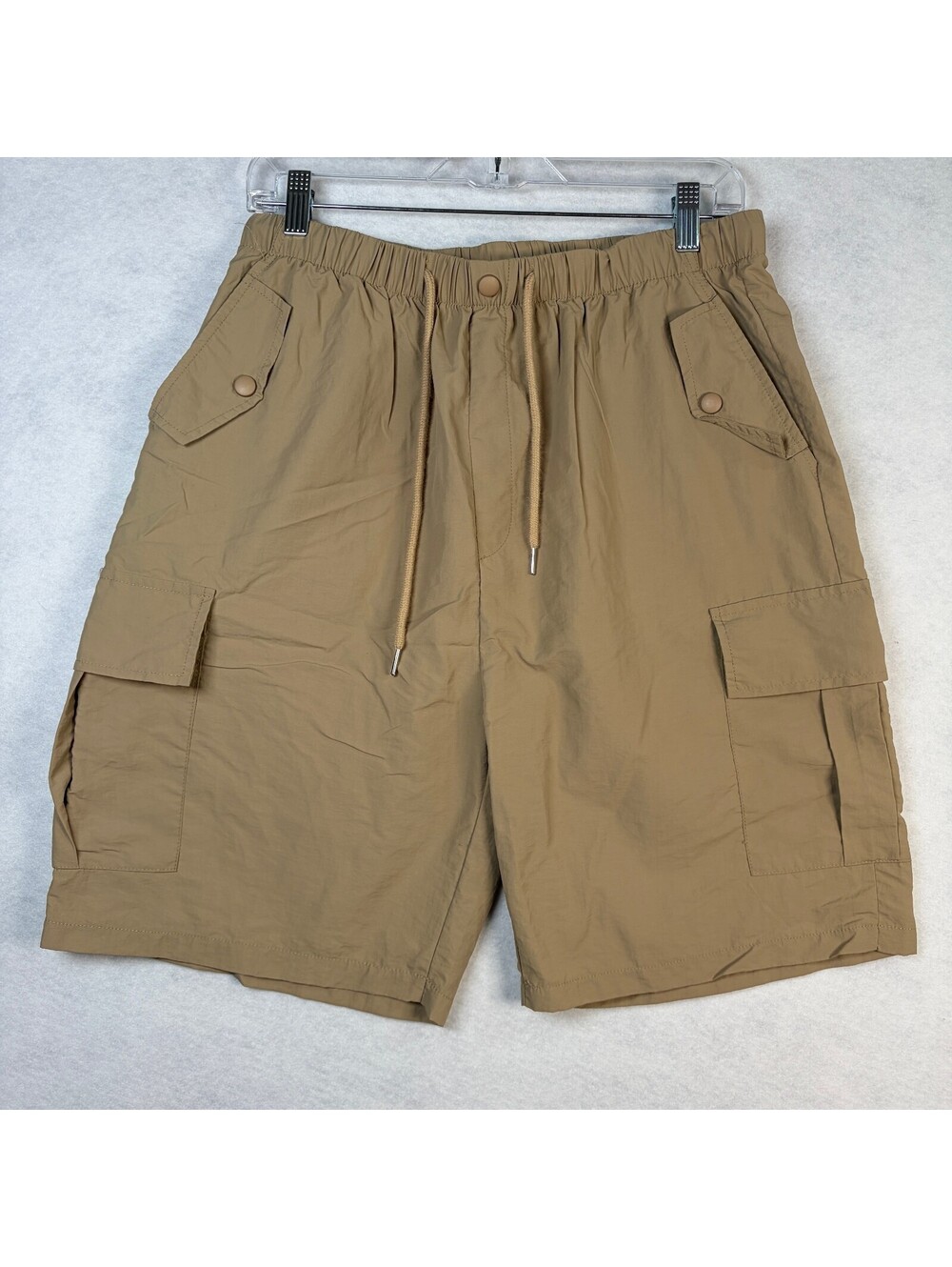 Men's Casual Tan Cargo Shorts with Drawstring Waist XL